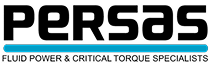 Persas logo with black text and a horizontal blue line underneath the company name